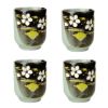 4Pcs Japanese Style Carved Flower Ceramic Teacups Small Straight Wine Cups 150ML - Default