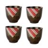 4Pcs Japanese Style Stripe Ceramic Teacups Small Straight Wine Glass 150ML - Default
