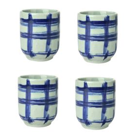4Pcs Japanese Style Block Ceramic Teacups Small Straight Wine Glass 150ML - Default