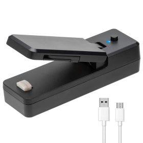 1pc 2 In 1 USB Chargable Mini Bag Sealer Heat Sealers With Cutter Knife Rechargeable Portable Sealer For Plastic Bag Food Storage - Black