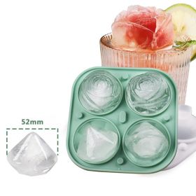 Ice Cube Tray;  2.5inch Ice Cube Molds;  2 Cavity Silicone Rose & 2 Diamond Ice Ball Maker - green 1
