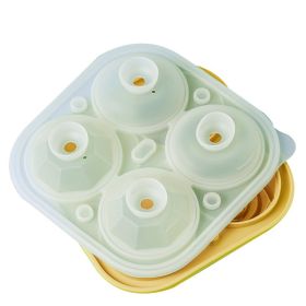 Ice Cube Tray;  2.5inch Ice Cube Molds;  2 Cavity Silicone Rose & 2 Diamond Ice Ball Maker - yellow