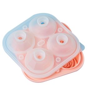 Ice Cube Tray;  2.5inch Ice Cube Molds;  2 Cavity Silicone Rose & 2 Diamond Ice Ball Maker - pink