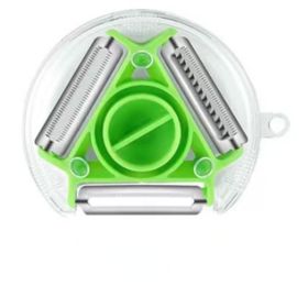 1pc 3 In 1 Peeler Stainless Steel Slicer Multifunctional Vegetable Cutter Portable Fruit Gadget Potato Grater Kitchen Accessories - Green