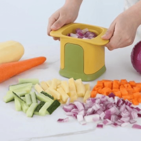 1pc Diced Onion; French Fries; Carrot And Ham; Cucumber And Potato Cutter; 5.91''×3.94''×3.35'' - Yellow