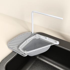 2pcs Kitchen Sink Drain Rack With Filter Multi-Functional Triangular Sink Rack Disposable Kitchen Waste Filter - Gray White