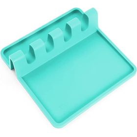1pc Silicone Utensil Rest With Drip Pad For Multiple Utensils; Heat-Resistant; BPA-Free Spoon Rest & Spoon Holder For Stove Top - Mint Color