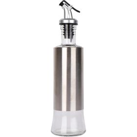 1PC Glass Seasoning Bottle Oil Bottle Stainless Steel Sheath Oil Pot Oil Pot Set Vinegar Bottle Soy Sauce Bottle Kitchen Supplies - 300ML