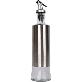 1PC Glass Seasoning Bottle Oil Bottle Stainless Steel Sheath Oil Pot Oil Pot Set Vinegar Bottle Soy Sauce Bottle Kitchen Supplies - 500ML