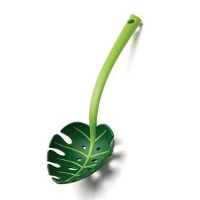 Green Leaf Cooking Spoon Vegetables Fruit Salad Baking Bread Universal Spoon For Camping - Green