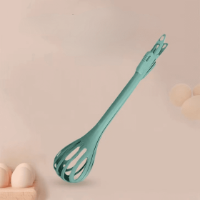 1pc; Multifunctional 3-in-1 Egg Whisk Food Holder Noodle Holder Baking Tool Egg Stirrer Manual Whisk 1 Pack 11.02''×2.76'' - Green
