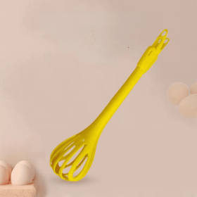 1pc; Multifunctional 3-in-1 Egg Whisk Food Holder Noodle Holder Baking Tool Egg Stirrer Manual Whisk 1 Pack 11.02''×2.76'' - Yellow