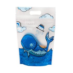50 Pack Cute Cartoon Whale Stand Up Pouch Bags with Zip Lock for Food Storage Party Favor - Default