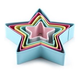 Set of 5 3D Star Shape Biscuit Cutter Cookie Mold Cake Fondant Icing Pastry Cutter Stainless Steel DIY Kitchen Baking Gadget Tools - 5-PC