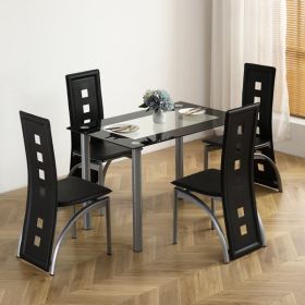 110cm Dining Table Tempered Glass Dining Table - as picture