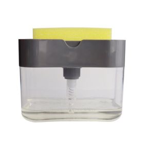 2-in-1 Soap Dispenser Sponge Caddy Push-type Liquid Box Detergent Automatic Dosing Box - Dark Grey