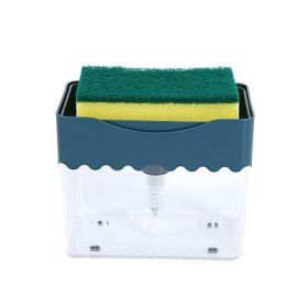 2-in-1 Soap Dispenser Sponge Caddy Push-type Liquid Box Detergent Automatic Dosing Box - Navy blue waves