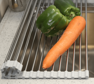 Folding Kitchen Drain Sink Rack Stainless Steel - Silver - 20 L