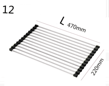 Folding Kitchen Drain Sink Rack Stainless Steel - Black - 12 L