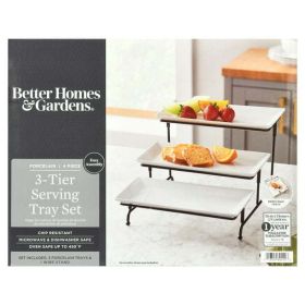 Better Homes & Gardens White Porcelain 3 Tiered Serve Set - Better Homes & Gardens