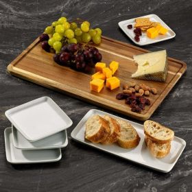 Better Homes & Gardens 6 Piece White Porcelain Grazing Board with Acacia Wood - Better Homes & Gardens