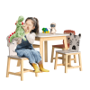 5 Piece Kiddy Table and Chair Set , Kids Wood Table with 4 Chairs Set Cartoon Animals (bigger table) (3-8 years old) - as Pic