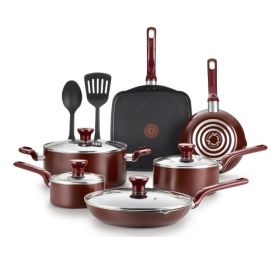 Easy Care 12-Piece Non-Stick Cookware Set, Pots and Pans - Red