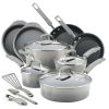 15-Piece Classic Brights Nonstick Pots and Pans/Cookware Set, Red Gradient - Gray