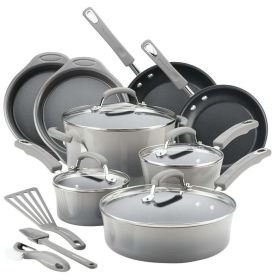 15-Piece Classic Brights Nonstick Pots and Pans/Cookware Set, Red Gradient - Gray