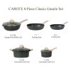 Nonstick Pots and Pans Set, 8 Pcs Granite Stone Kitchen Cookware Sets (Black) - 8