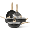 Nonstick Pots and Pans Set, 8 Pcs Granite Stone Kitchen Cookware Sets (Black) - 8
