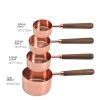 Kitchen Accessories 4Pcs/Set Measuring Cups Spoons Stainless Steel Plated Copper Wooden Handle Cooking Baking Tools - Rose Gold - 4Pcs/Set