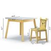 5 Piece Kiddy Table and Chair Set , Kids Wood Table with 4 Chairs Set Cartoon Animals (bigger table) (3-8 years old) - as Pic