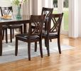 7pcs Dining Set Dining Table 6 Side Chairs Clean Espresso Finish Cushion Seats X Design back Chairs - as Pic