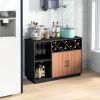 Industrial Sideboard Cabinet with Removable Wine Rack and Glass Holder - Black, Brown