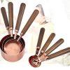 Kitchen Accessories 4Pcs/Set Measuring Cups Spoons Stainless Steel Plated Copper Wooden Handle Cooking Baking Tools - Rose Gold - 4Pcs/Set