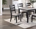 Natural Simple Wooden Table Top 7pc Dining Set Dining Room Furniture Ladder back Side Chairs Cushion Seat - as Pic