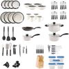 Essential Total Kitchen 83-Piece Combo Set, White - Black