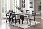 Natural Simple Wooden Table Top 7pc Dining Set Dining Room Furniture Ladder back Side Chairs Cushion Seat - as Pic