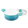 Ceramic Nonstick 12 Piece Cookware Set, Teal Ombre, Hand Wash Only - Aluminum