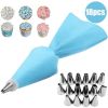 8/10/18PCS Silicone Pastry Bag Tips Kitchen Cake Icing Piping Cream Cake Decorating Tools Reusable Pastry Bags Nozzle Set - blue