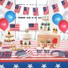 4th of July Tablecloth, American Flag Plastic Table Covers for Patriotic Party Supplies - blue