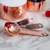 Kitchen Accessories 4Pcs/Set Measuring Cups Spoons Stainless Steel Plated Copper Wooden Handle Cooking Baking Tools - As pic show - 4Pcs/Set