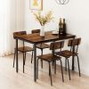 Dining Table Set 5-Piece Dining Chair with Backrest, Industrial style, Sturdy construction. Rustic Brown, 43.31'' L x 27.56'' W x 30.32'' H. - as Pic