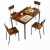 Dining Table Set 5-Piece Dining Chair with Backrest, Industrial style, Sturdy construction. Rustic Brown, 43.31'' L x 27.56'' W x 30.32'' H. - as Pic