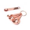 Kitchen Accessories 4Pcs/Set Measuring Cups Spoons Stainless Steel Plated Copper Wooden Handle Cooking Baking Tools - As pic show - 4Pcs/Set