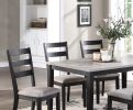 Natural Simple Wooden Table Top 7pc Dining Set Dining Room Furniture Ladder back Side Chairs Cushion Seat - as Pic