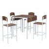 TOPMAX Farmhouse 5-piece Counter Height Drop Leaf Dining Table Set with Dining Chairs for 4,White Frame+ Rustic Brown Tabletop - as Pic