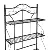 5-Tier Metal Kitchen Bakers Rack ;  Microwave Storage Rack Oven Stand with Wine Storage Organizer Workstation Black (25" x 16" x 68") - As Pictures