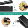 1pc 2 In 1 USB Chargable Mini Bag Sealer Heat Sealers With Cutter Knife Rechargeable Portable Sealer For Plastic Bag Food Storage - Black